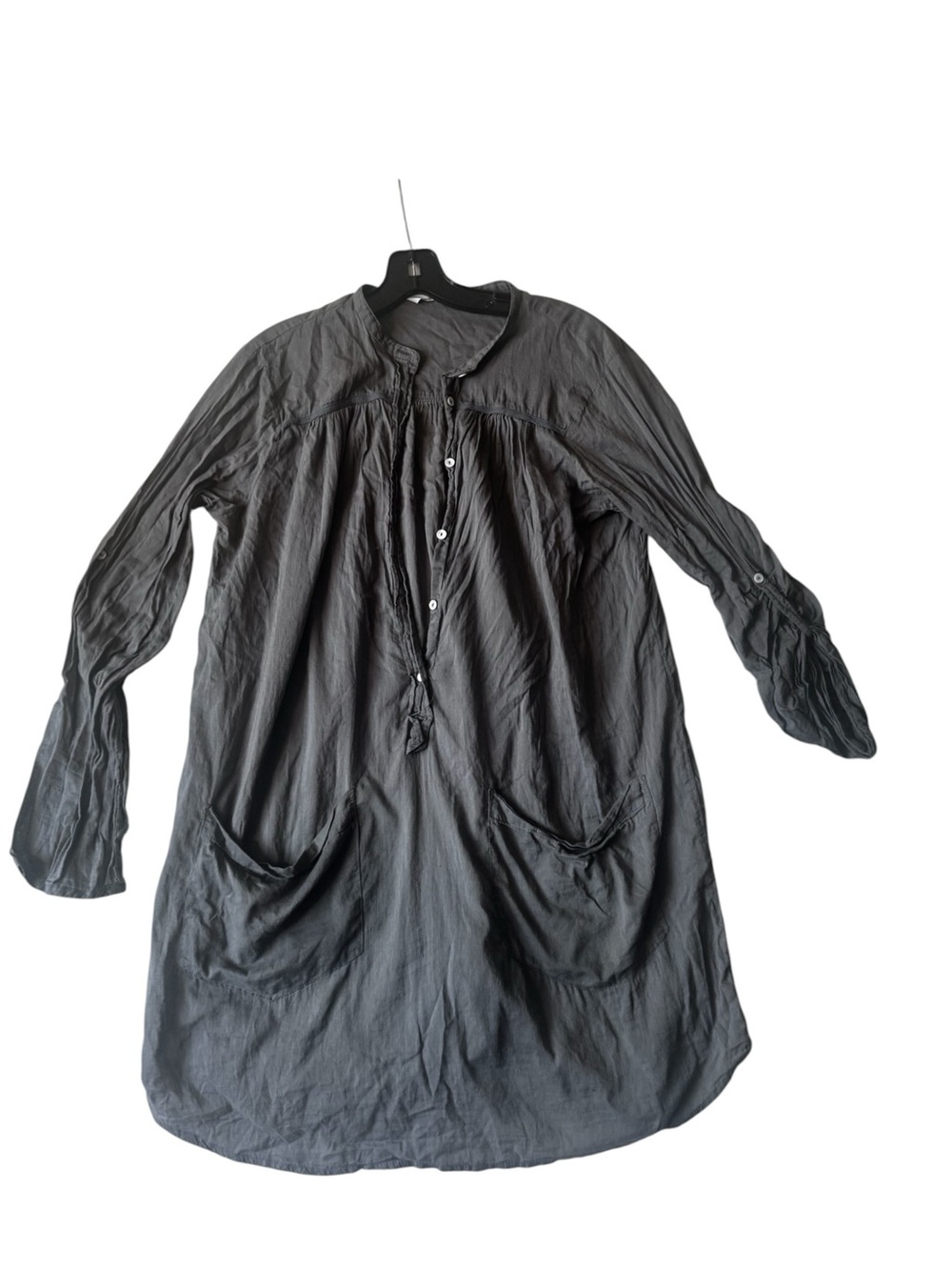 Zara Cotton Lightweight Pintuck Shirt Tunic M Pocket Top Dress Boho Cottagecore - Picture 2 of 15